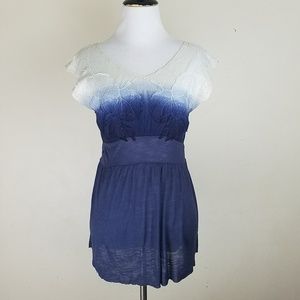 SALE! Free People White And Blue Lace Blouse